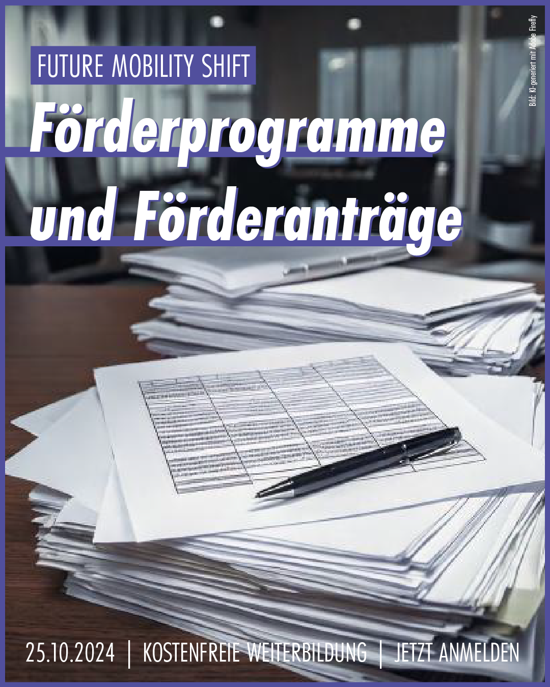 Veranstaltungsankündigung "Förderprogramme und Förderanträge" am 25.10.2024